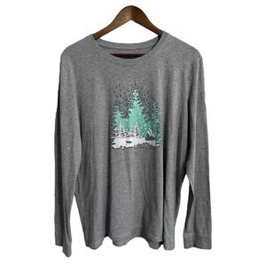 Life is Good t-shirt womens XL gray forest trees fox nature cabin outdoor winter